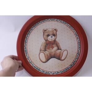 Vintage Christmas Tin Tray with Cute Teddy Bear, House of Lloyd, 1989, Serving,